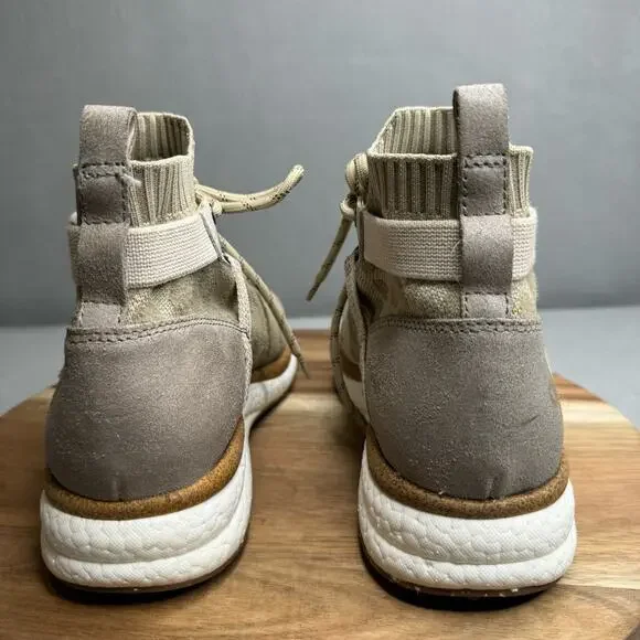 OTBT Hybrid Khaki Stretchy Sock High Top Sneaker Womens Size 9M Lace Up EUC - Picture 5 of 9